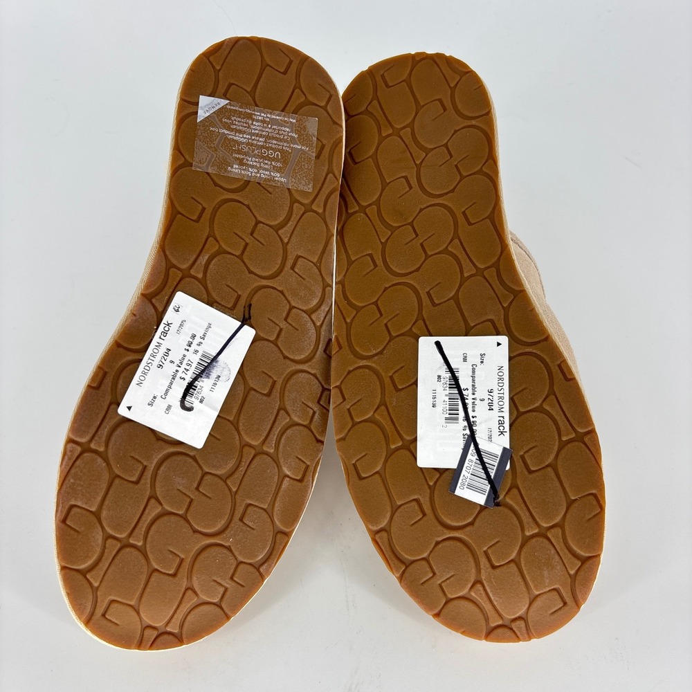 UGG Pearle UGGplush Scuff Slipper Cream Women Size 9 Faux Fur Suede Comfort Warm - Picture 11 of 13